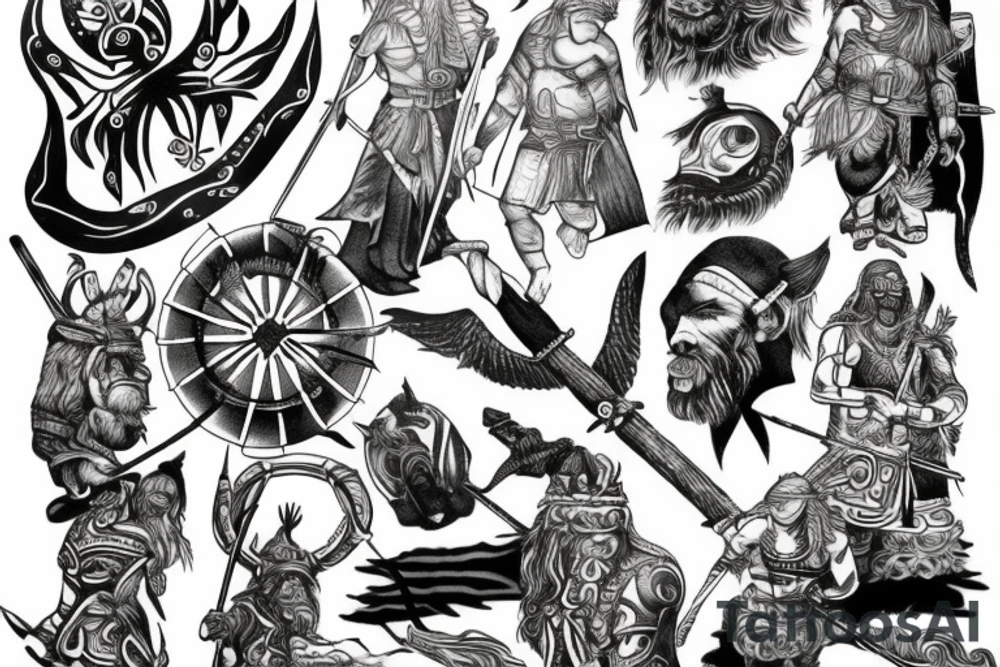 Ancient Nordic battle tattoo idea