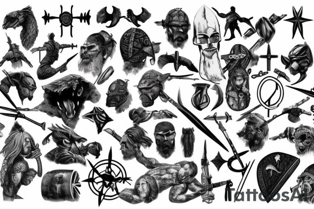 Ancient Nordic battlefield tattoo idea