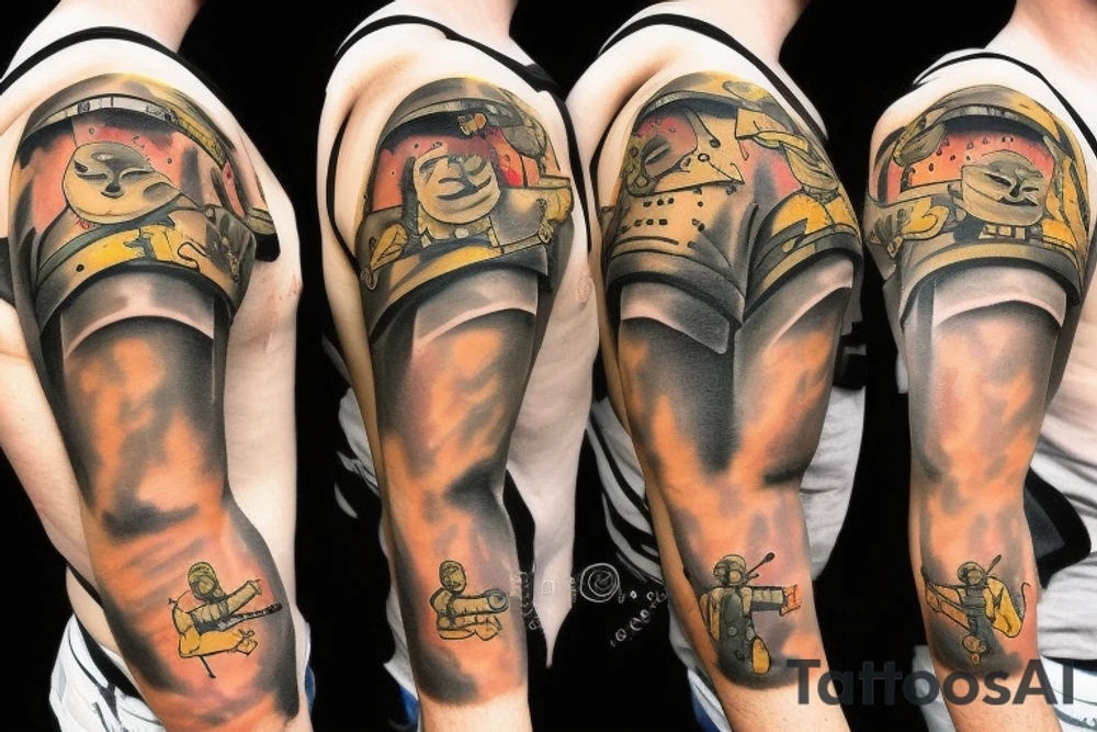 soldier with 2 dogs tattoo idea