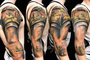 soldier with 2 dogs tattoo idea