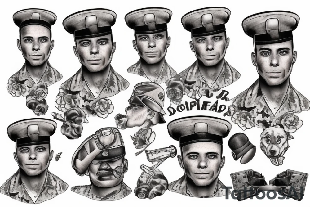 soldier with 2 dogs tattoo idea