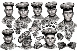 soldier with 2 dogs tattoo idea