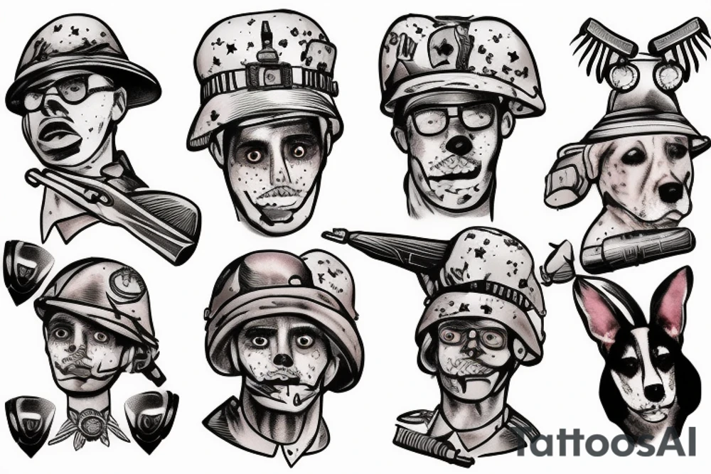 soldier with 2 dogs tattoo idea