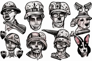 soldier with 2 dogs tattoo idea