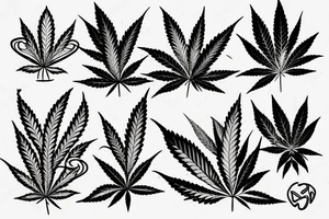 yggdrasil with cannabis leaves falling off tattoo idea
