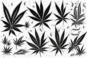 yggdrasil with cannabis leaves falling off tattoo idea