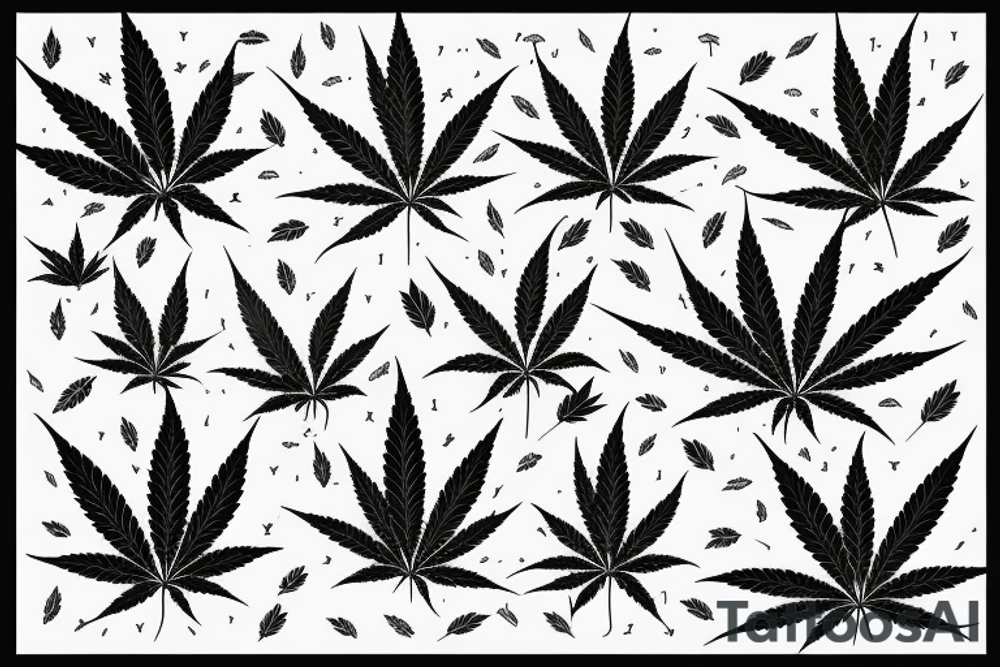 big tree with cannabis leaves falling off tattoo idea