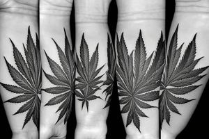 big tree with cannabis leaves falling off tattoo idea
