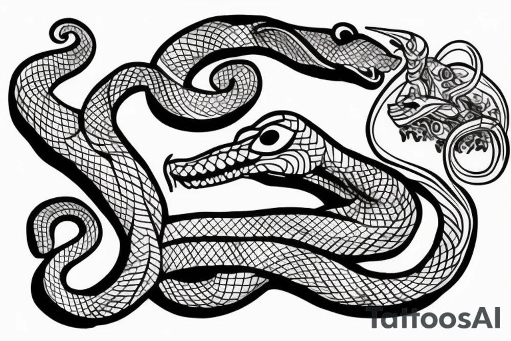 Dog, snake, fire tattoo idea