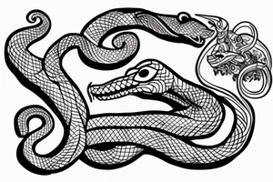 Dog, snake, fire tattoo idea