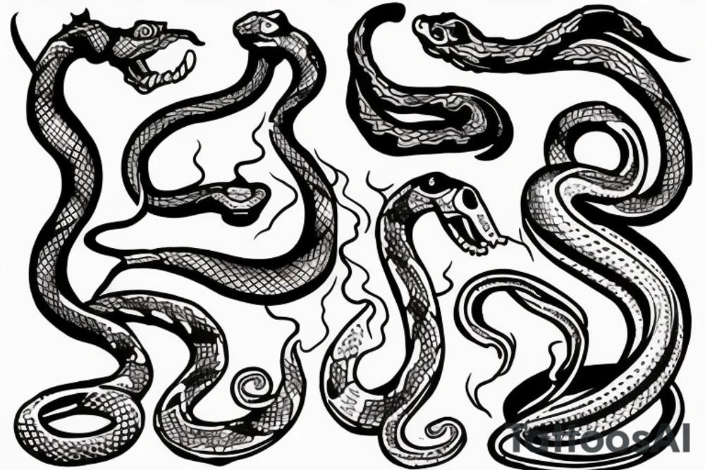 Dog, snake, fire tattoo idea