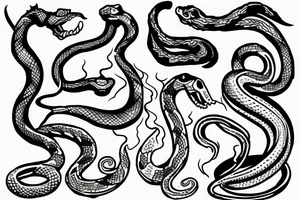 Dog, snake, fire tattoo idea