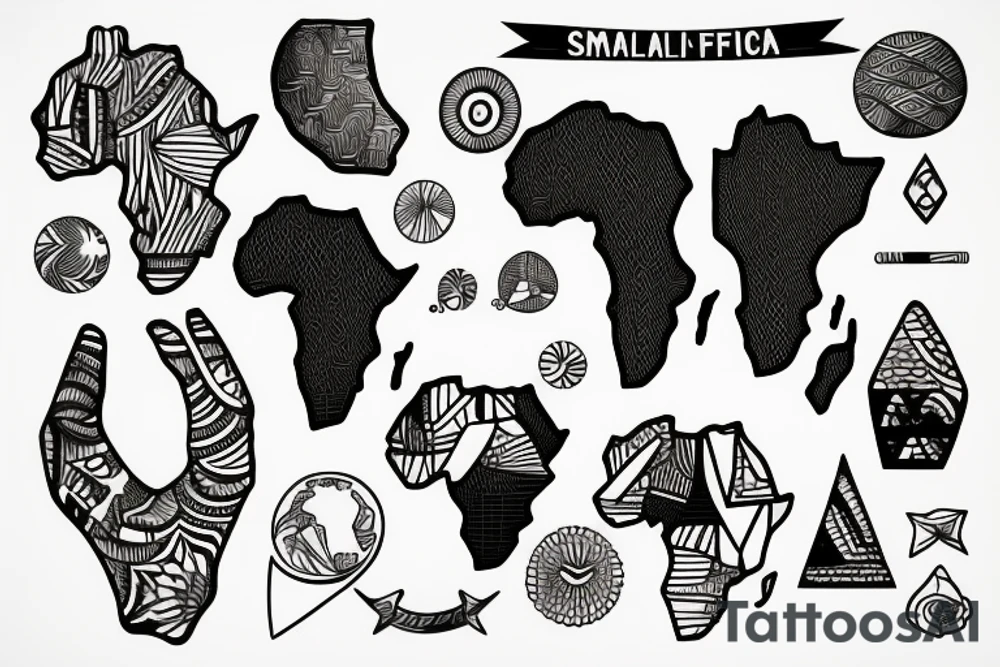small africa continent with shading tattoo idea