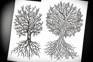 woman turning into a tree tattoo idea