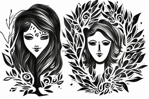 woman turning into a tree tattoo idea