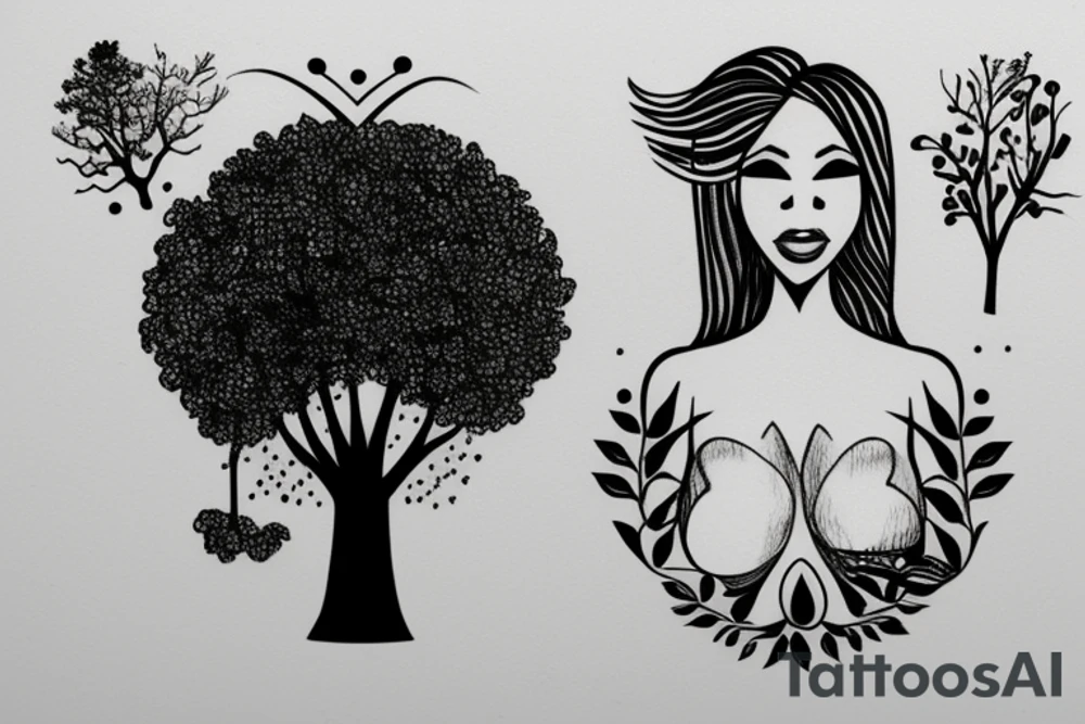 black woman turning into a tree tattoo idea