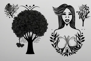 black woman turning into a tree tattoo idea