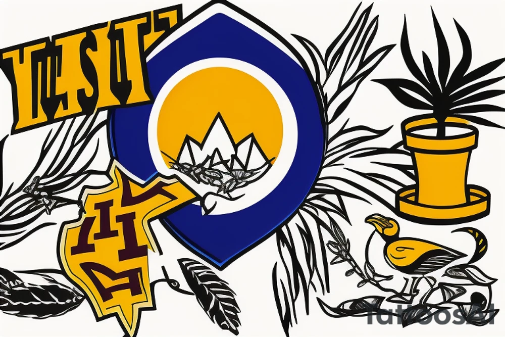Arizona state flag with a road runner and agave plant tattoo idea