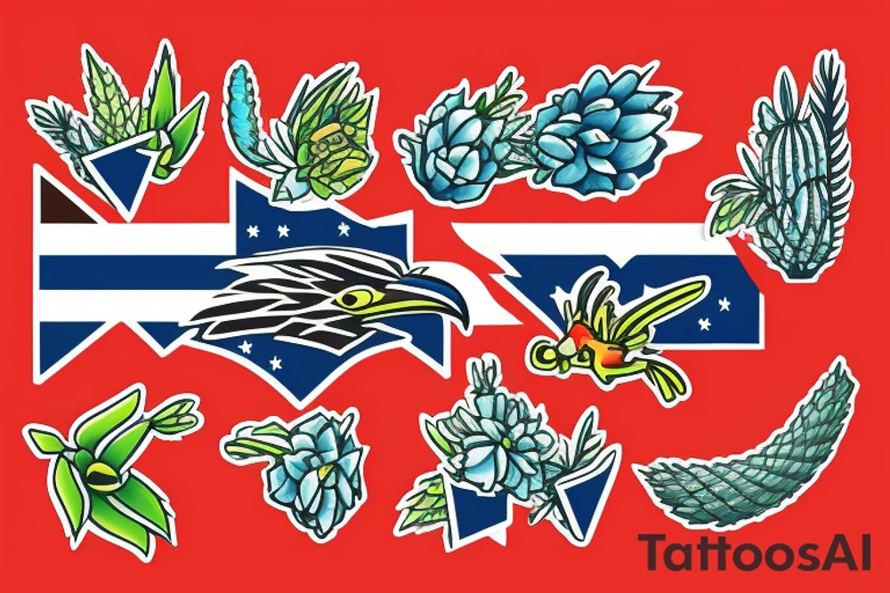 Arizona 
 flag with a road runner and agave plant tattoo idea