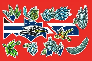 Arizona 
 flag with a road runner and agave plant tattoo idea