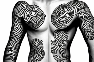 Full sleeve Nordic Runes tattoo idea
