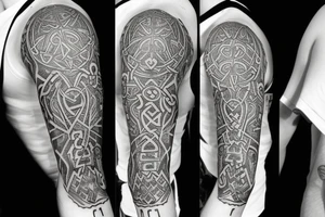 Full sleeve Nordic Runes tattoo idea