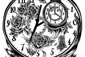 A clock in the base of a large tree tattoo idea