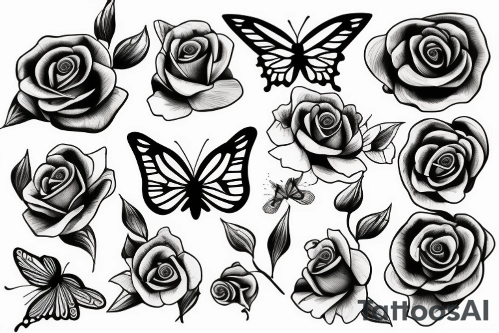 Butterfly holding a rose tattoo idea