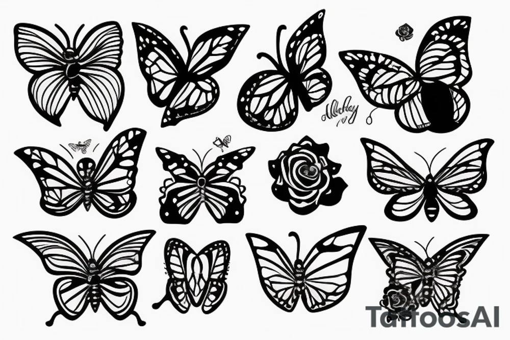 Butterfly holding a rose tattoo idea