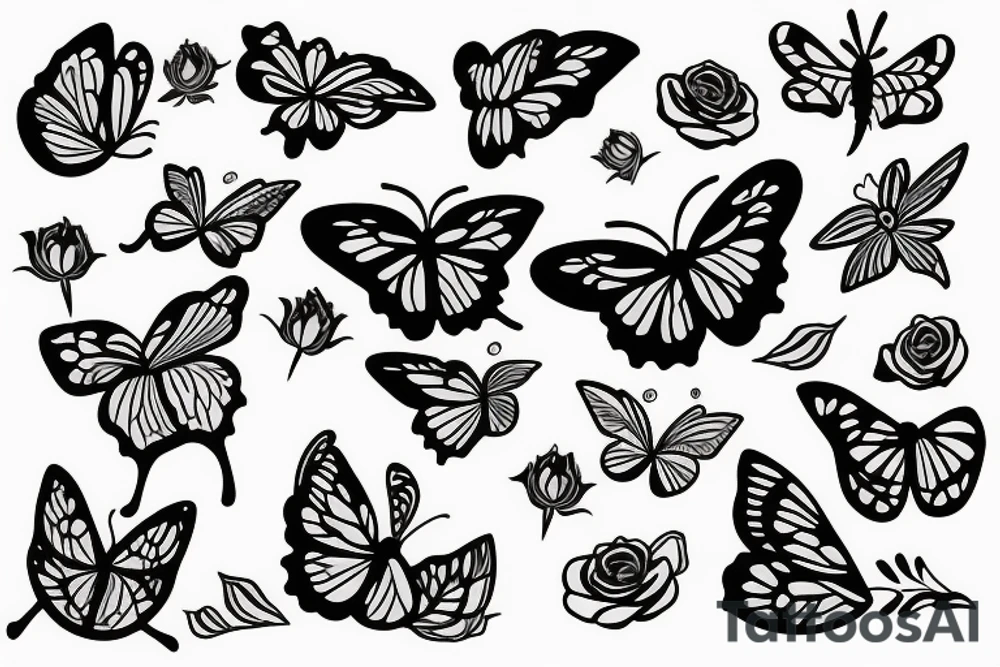 Butterfly holding a rose tattoo idea