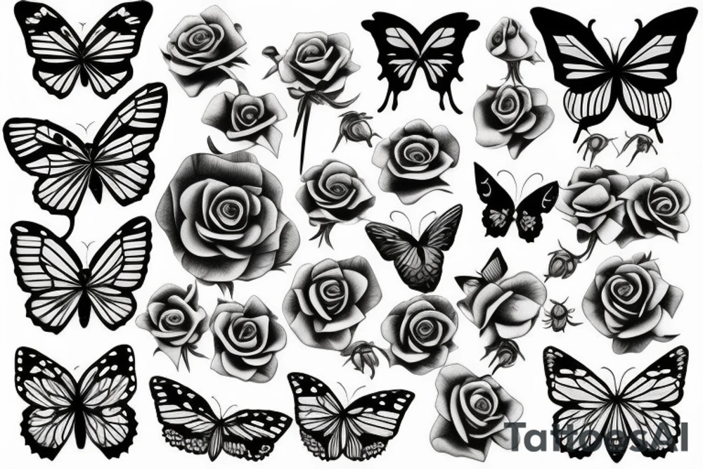 Butterfly holding a rose tattoo idea