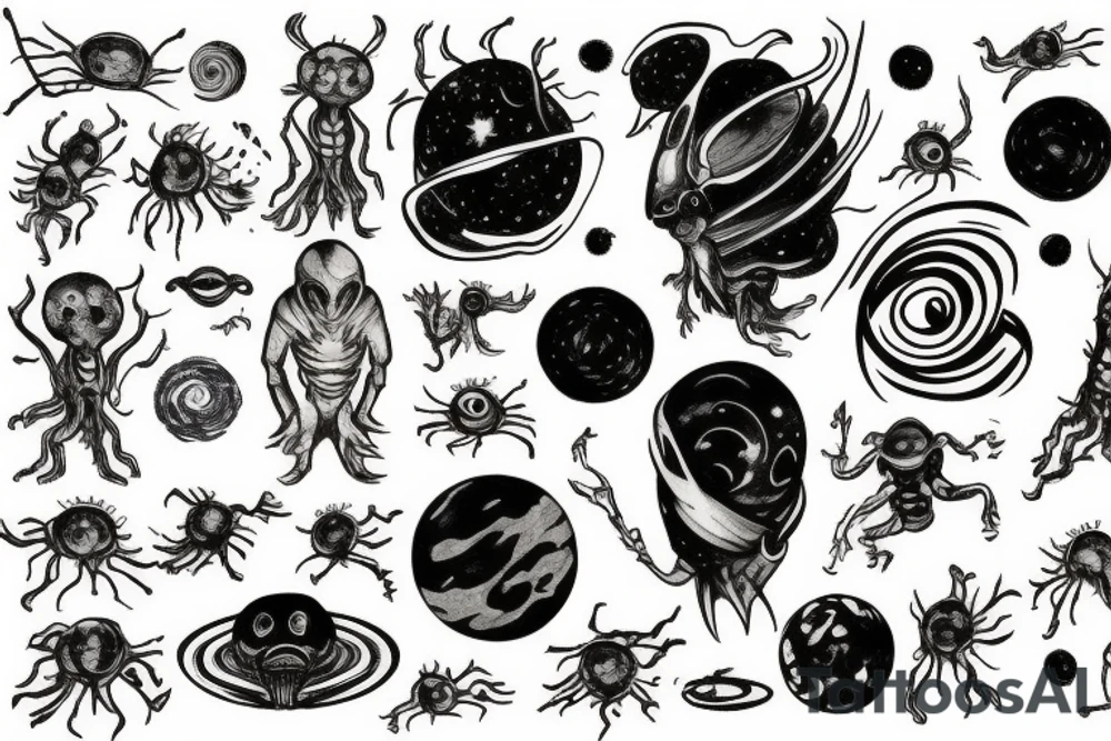 cool alien on the edge of the universe tattoo idea