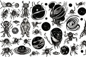 cool alien on the edge of the universe tattoo idea
