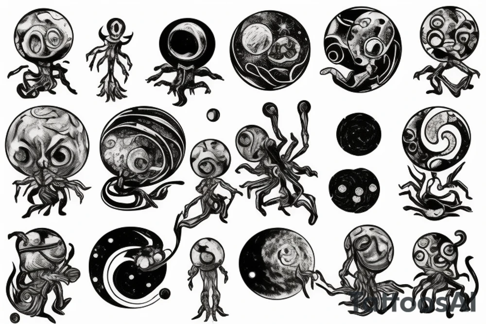 cool alien on the edge of the universe tattoo idea