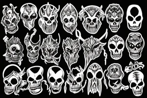 aliens, monsters, demons, gods, skeletons tattoo idea