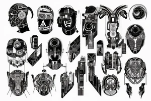 Cyberpunk symmetrical Whole back lines tattoo idea