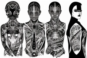 Cyberpunk symmetrical Whole back lines tattoo idea
