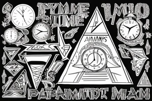 Pyramid with time clock and mummys tattoo idea