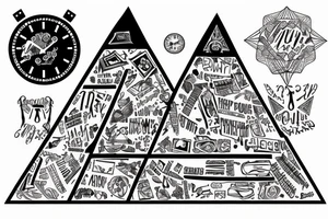 Pyramid with time clock and mummys tattoo idea