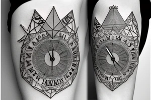 Pyramid with time clock and mummys tattoo idea