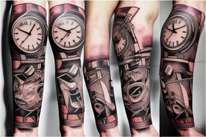 Chrono pixilated to hyperealism tattoo idea