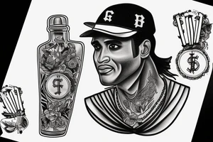 free flowing, Roberto Clemente with the old san Juan building and la Perla background tattoo idea