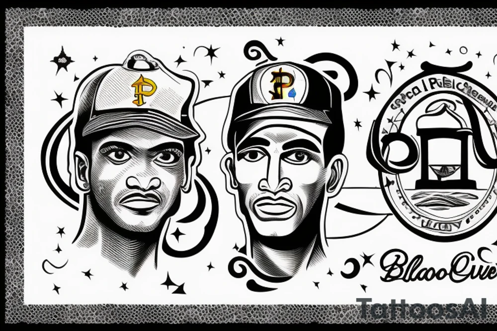 free flowing, Roberto Clemente with the old san Juan building and la Perla background tattoo idea