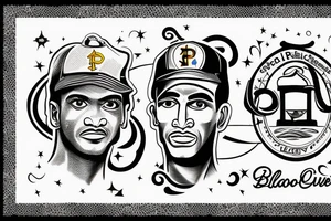 free flowing, Roberto Clemente with the old san Juan building and la Perla background tattoo idea