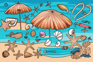 Beach scene with shells m tattoo idea