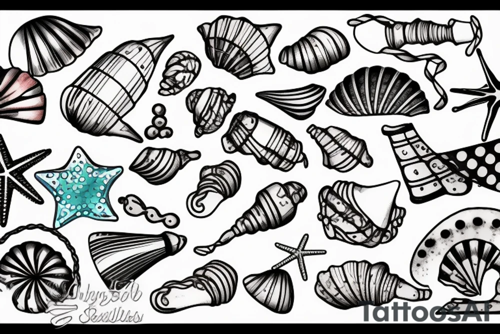 Beach scene with shells m tattoo idea