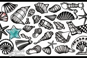 Beach scene with shells m tattoo idea