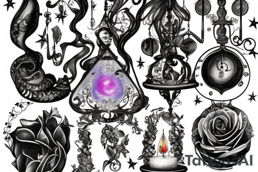 Libra scale with light and dark tattoo idea