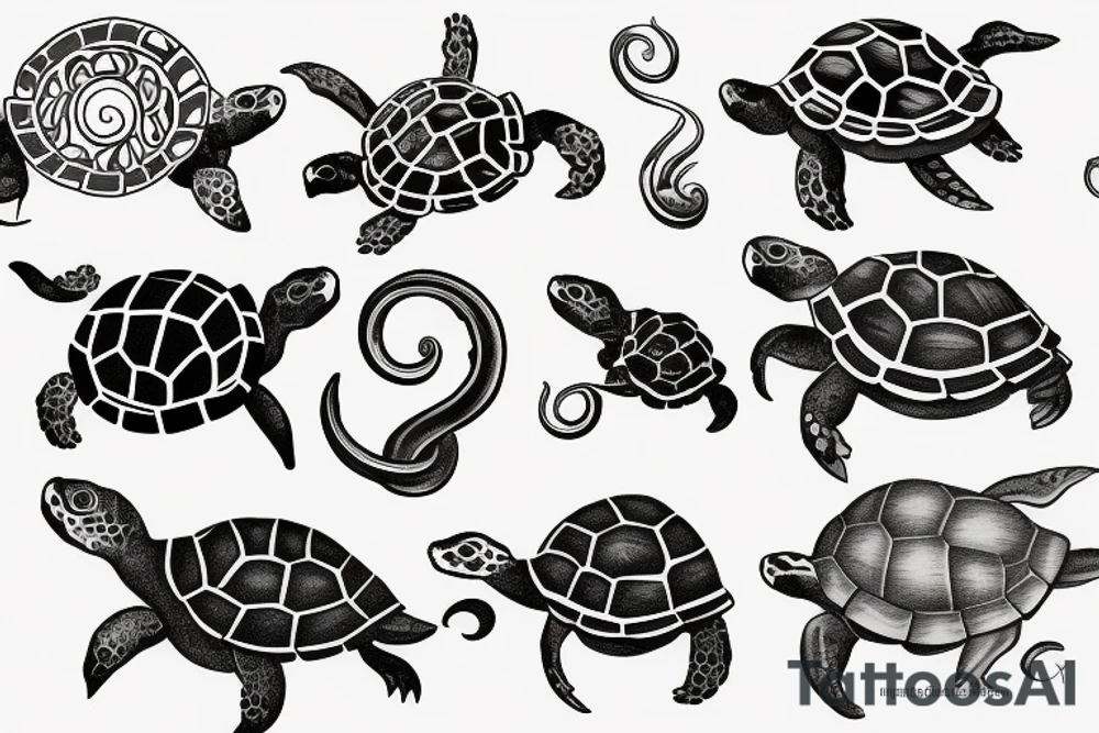 turtle and kraken tattoo idea