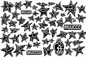 the word "muchachos" written inside a star tattoo idea